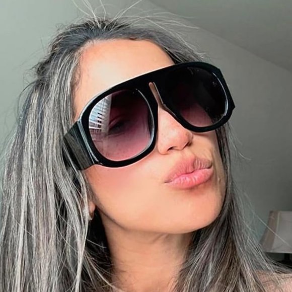 Women Retro Trendy Avaitor Oversized Vintage 70s 80s Flat Shield Shades B2745 main image 8